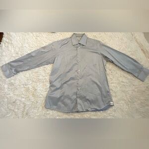 Jack Lipson Signature Blue Satin Long Sleeve
Button Down Shirt. Size L 17 1/2"